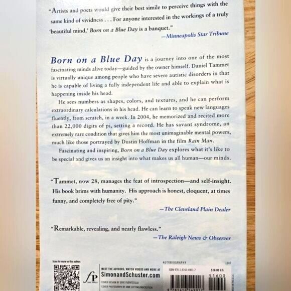 📚 "Born on a Blue Day" by Daniel Tammet - Picture 3 of 5